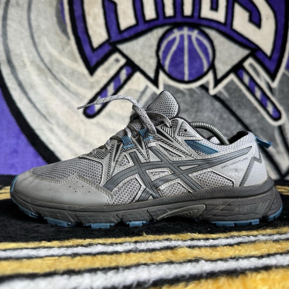 Size 10.5 - ASICS Gel-Venture 8 Mens Running Shoes Gray/Blue Sneakers 1011A824
